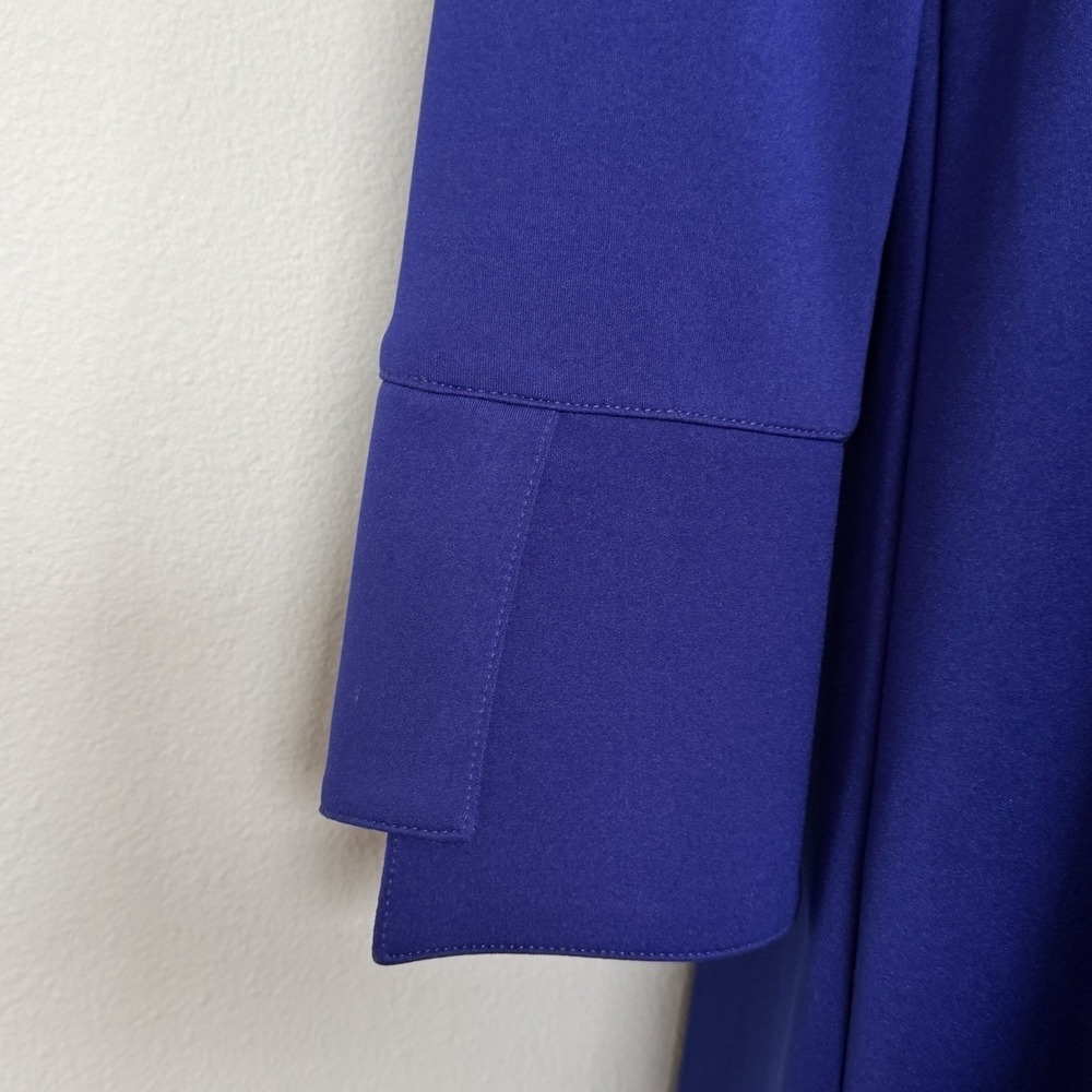 IC by Connie-K Womens L Cobalt Scuba Shift Dress Asymmetrical Buckle VTG 90s USA - Picture 4 of 11